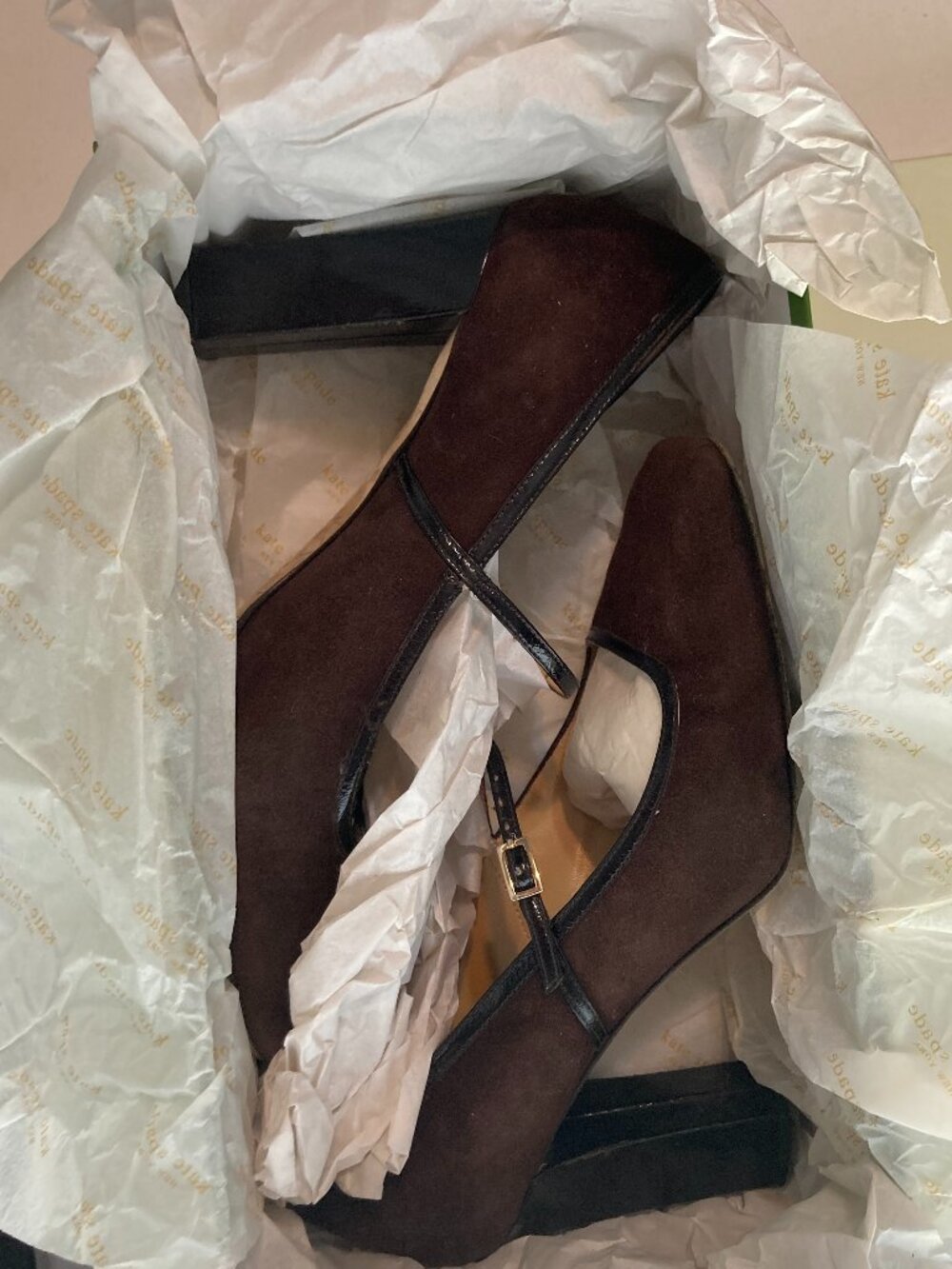 Kate Spade - Trilby Heel - Elegant Chocolate Suede Mary Jane Heels Size 7.5M - Picture 10 of 12